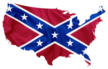 Confederate flag over U.S map contour