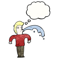 cartoon rude man spitting water