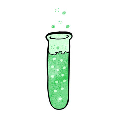 cartoon bubbling green chemicals in test tube