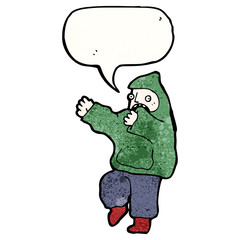 cartoon boy in hooded top dancing
