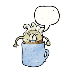 cartoon donut dunked in coffee