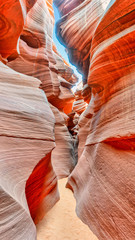 Antelope slot canyon red sandstone wall, Page, Arizona