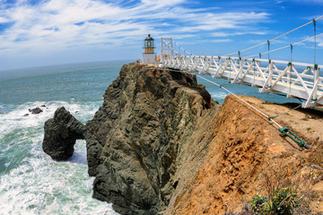 The bridge to Lighthouse on the rock, Point Bonita Lighthouse, San Francisco, California