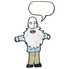 cartoon old man with speech bubble