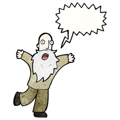 cartoon old man with speech bubble