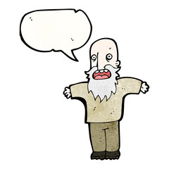 cartoon old man with speech bubble