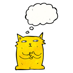 cartoon cat rubbing paws together