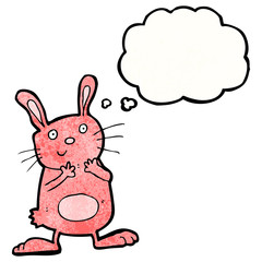 cute rabbit cartoon with thought bubble