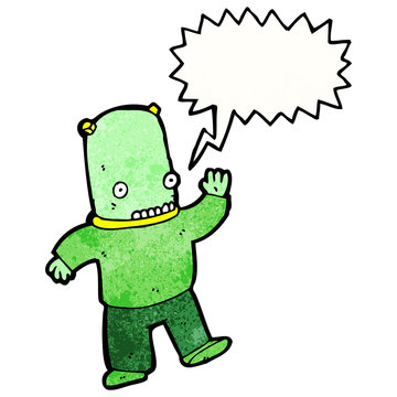 alien with speech bubble cartoon