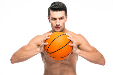 Obraz premium Portrait of a handsome man playing in basketball