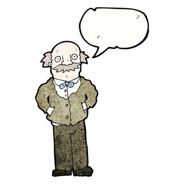 cartoon old man with speech bubble