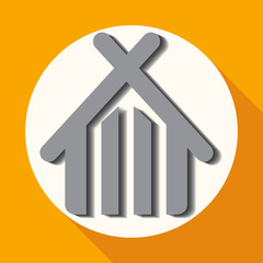 Icon house on white circle with a long shadow