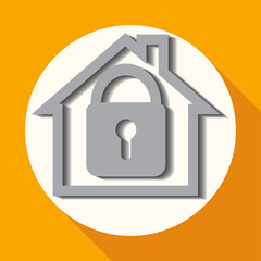 Icon house on white circle with a long shadow