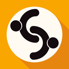 Hands Deal Design Icon on white circle with a long shadow