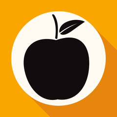 Apple Icon on white circle with a long shadow