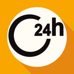 clock icon on white circle with a long shadow