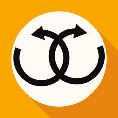 infinity sign on white circle with a long shadow