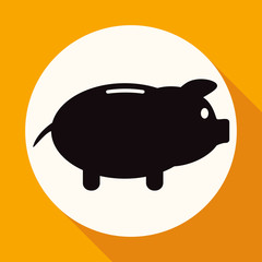 Icon Money bag on white circle with a long shadow