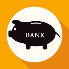 Icon Money bag on white circle with a long shadow