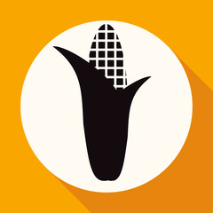 Corn icon on white circle with a long shadow