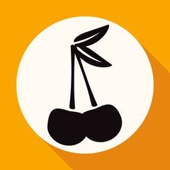 cherry on white circle with a long shadow