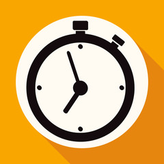 clock icon on white circle with a long shadow