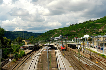 Railroad and trains of the city Esslingen am Neckar