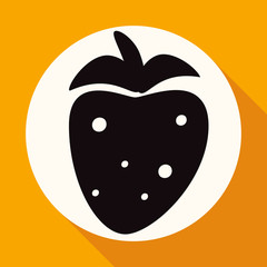 Icon Strawberry on white circle with a long shadow