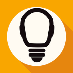 Icon Light bulb on white circle with a long shadow