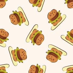 Fototapeta premium fast food hamburger icon,10,seamless pattern