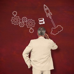 Composite image of thinking businessman