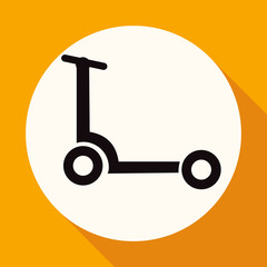 scooter isolated on white circle with a long shadow