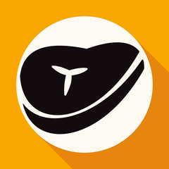 bacon icon on white circle with a long shadow