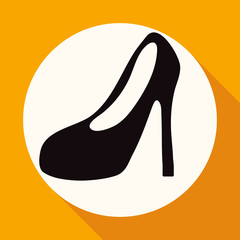Women Boots Icon on white circle with a long shadow