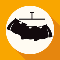 skirt icon on white circle with a long shadow