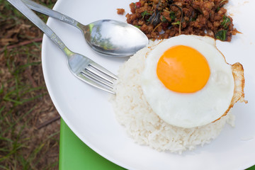 fried egg and spicy food,Thailand food