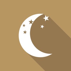 moon icon with a long shadow