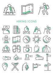 Hiking icons set vector