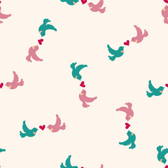 Valentine's Day lover bird icon 10,seamless pattern