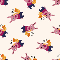 musical animal rabbit icon 10,seamless pattern