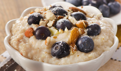 Oatmeal with blueberries   for a Breakfast.