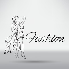 Beautiful woman model walking on the runway