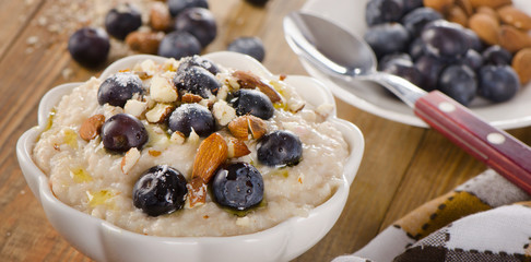 Oatmeal with blueberries and nuts  for  Healthy Breakfast.