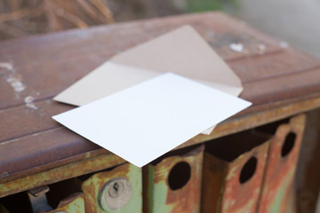 Old rusty iron mailbox.
