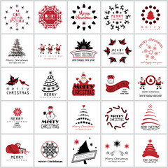 Christmas Icons And Elements Set - Isolated On White Background - Vector Illustration, Graphic Design Editable For Your Design