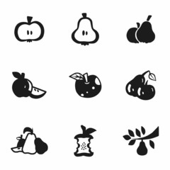Vector Apple and pear icon set