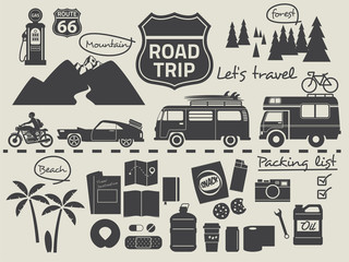 road trip packing list infographic elements