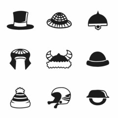 Vector helmet and hat icon set