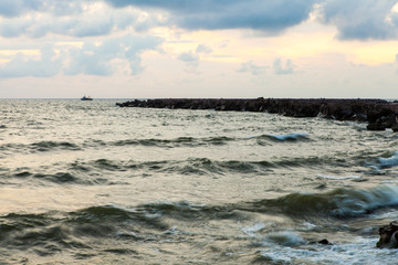 Fishing vessel on stormy Baltic