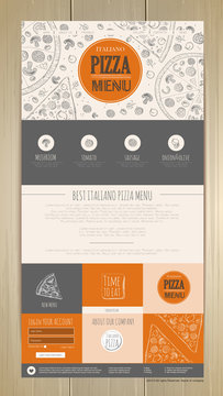 Sketch pizza concept web site design. Corporate identity